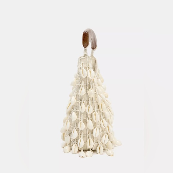 Zara bohemian Cream beaded Shell-Embellished Women's Bag clutch - Picture 5 of 7